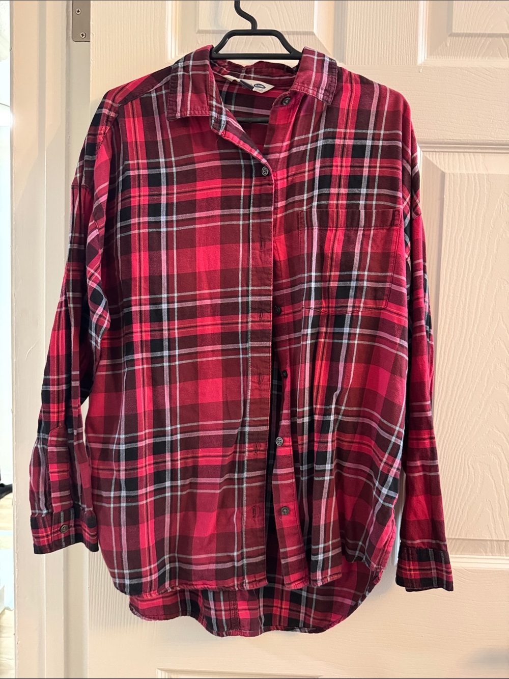 Old Navy Red and Black Plaid Button-Down Shirt